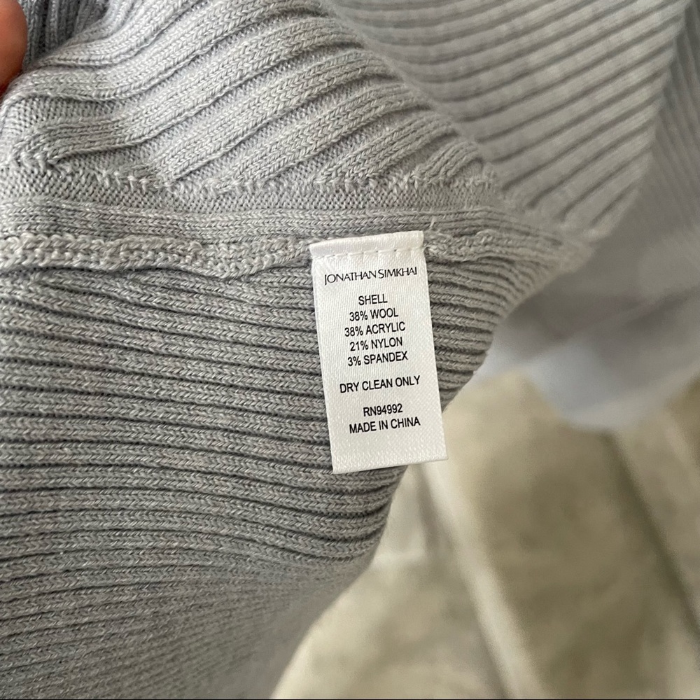Jonathan Simkhai Gray Fog Wool Grace Draped Fringe Crossover Skirt EUC Size XS - Picture 11 of 12